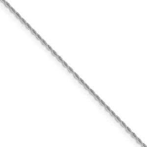 1.3mm 14k White Gold Classic Solid Rope Chain Necklace