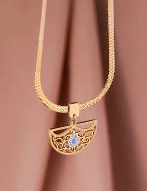 18KT Gold Plated Stainless Steel Tarnish-Free Waterproof Zicronia Studded Necklace