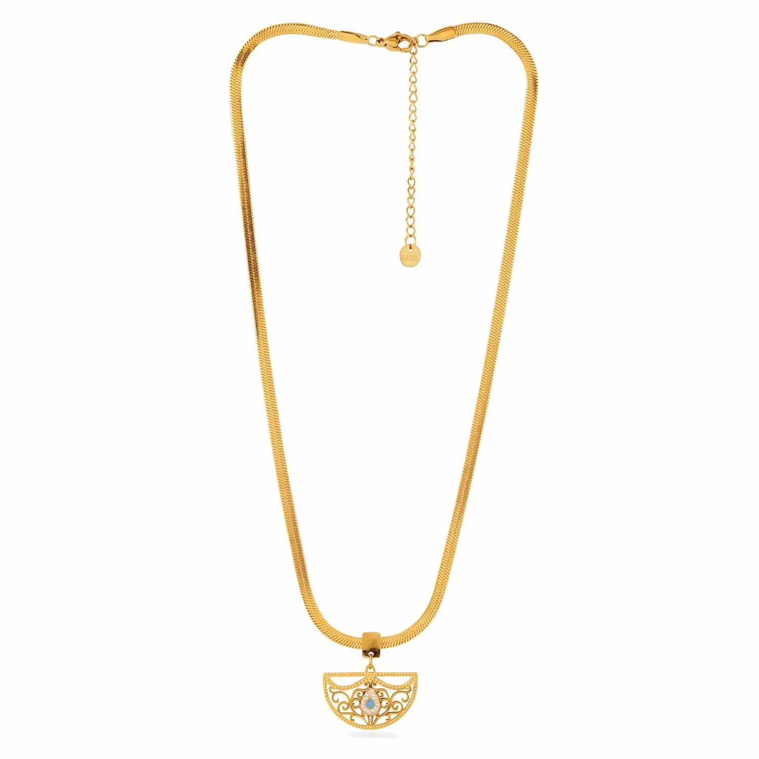 18KT Gold Plated Stainless Steel Tarnish-Free Waterproof Zicronia Studded Necklace