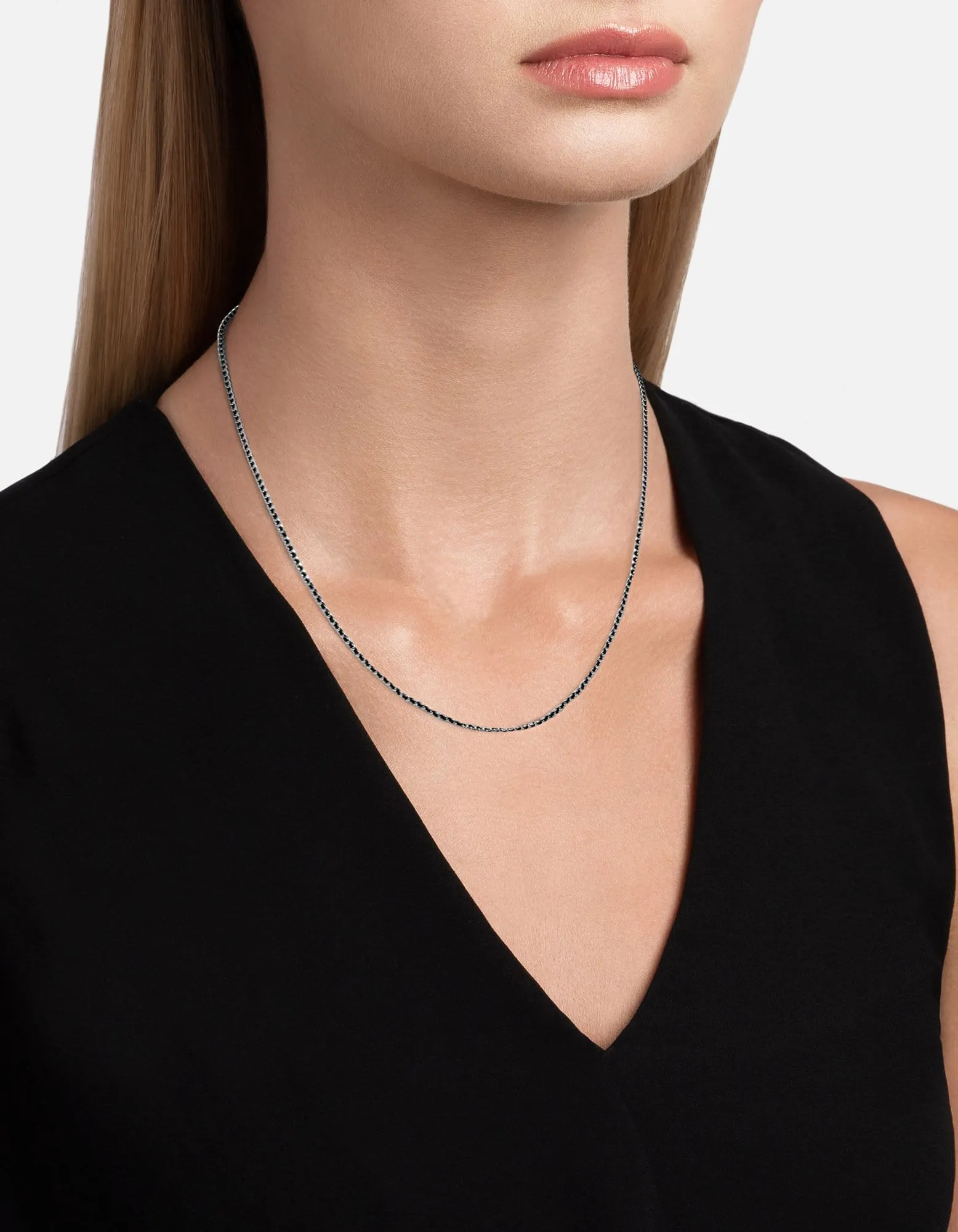 2mm Woven Chain Necklace, Sterling Silver