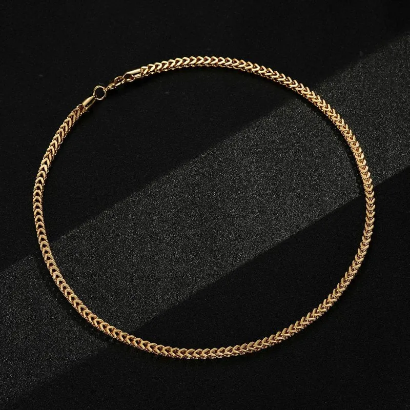 4mm Gold Filled Bonded Franco Chain Necklace 22 Inches