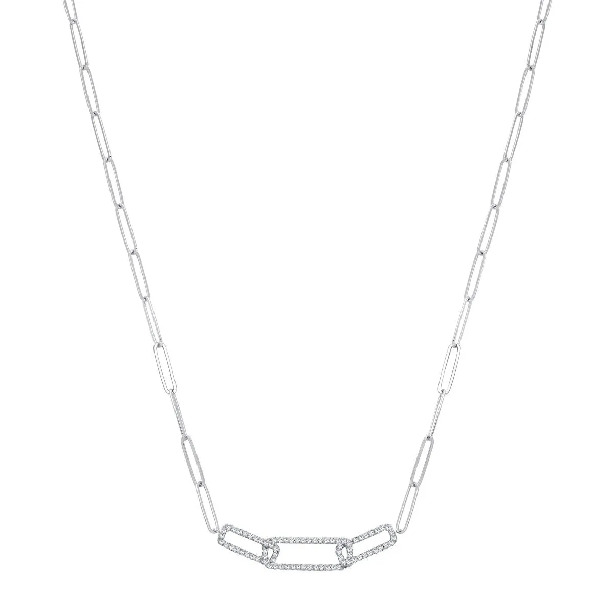 9ct White Gold 0.35ct Diamond Paper Link Collarette Necklace