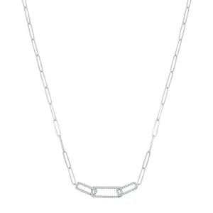 9ct White Gold 0.35ct Diamond Paper Link Collarette Necklace