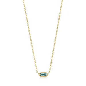 Ania Haie Gold Teal Sparkle Emblem Chain Necklace