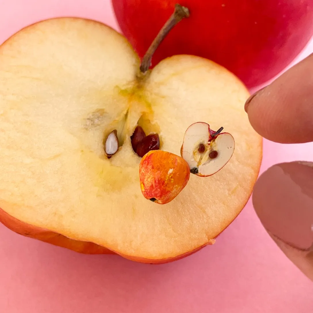 Apple Fruit Halves Miniature Ear Studs