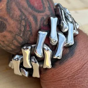 Bagger Bracelet - Bonez - Silver - 1.25 Wide - The Classic - B126