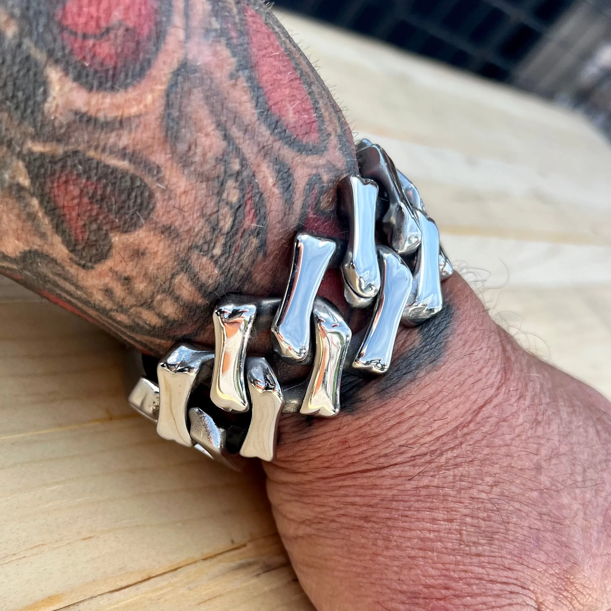 Bagger Bracelet - Bonez - Silver - 1.25 Wide - The Classic - B126