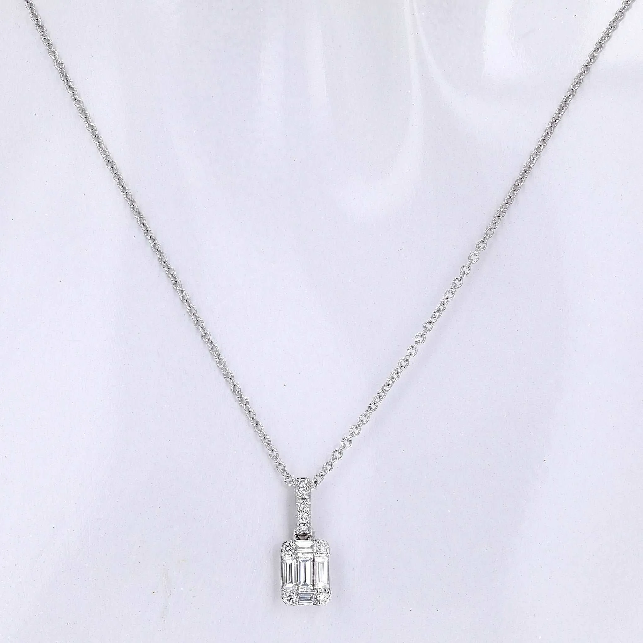 Baguette Squared Pendant Necklace