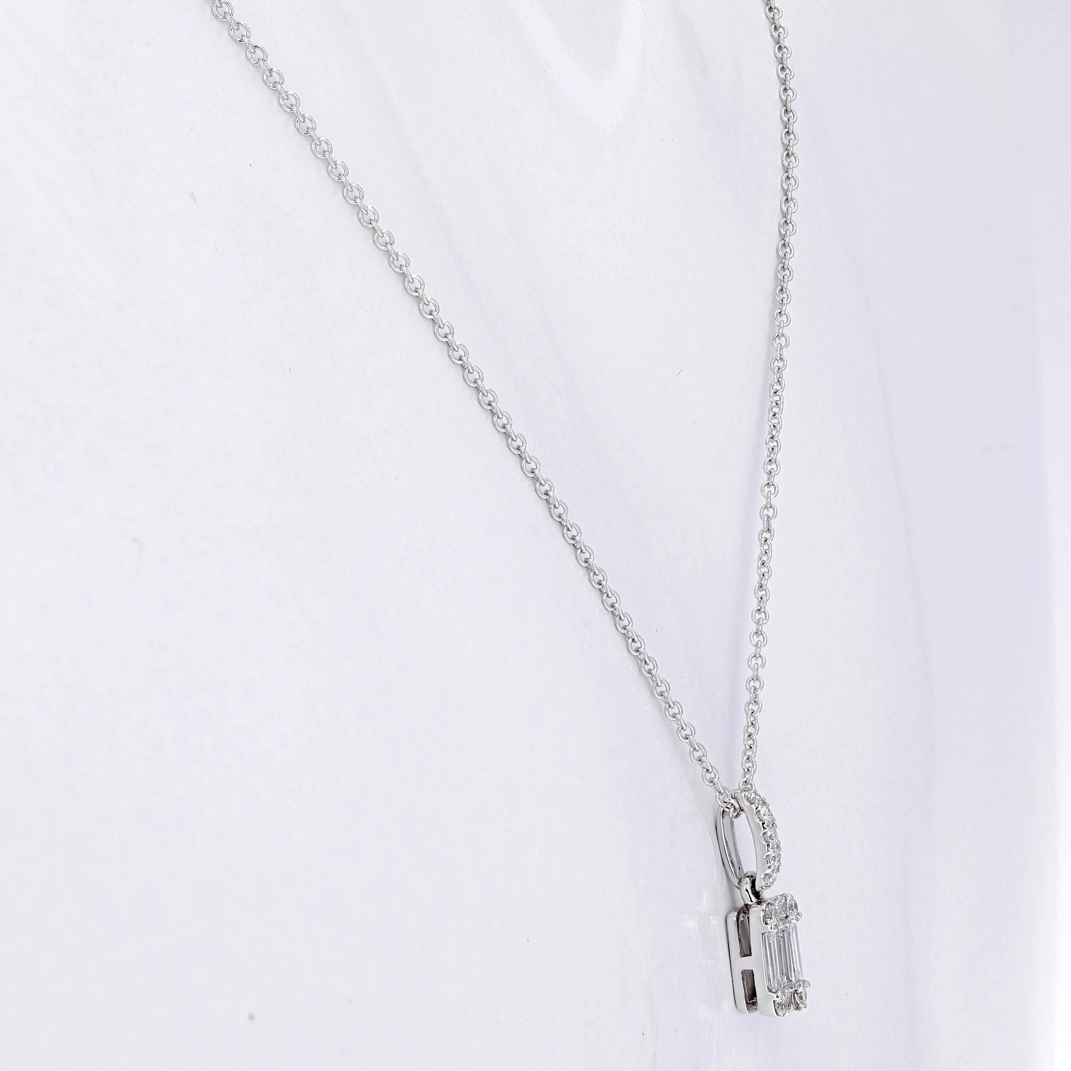 Baguette Squared Pendant Necklace