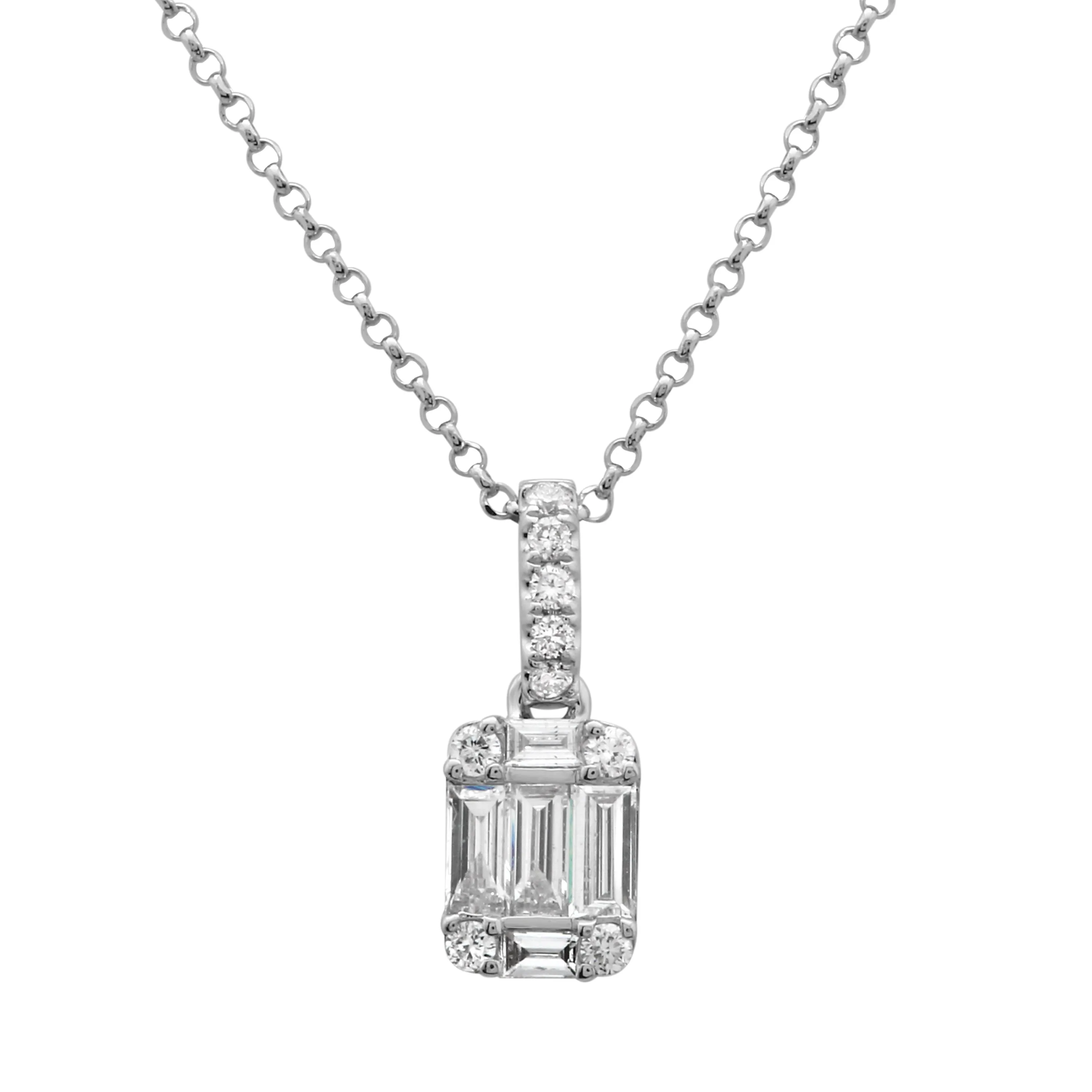 Baguette Squared Pendant Necklace