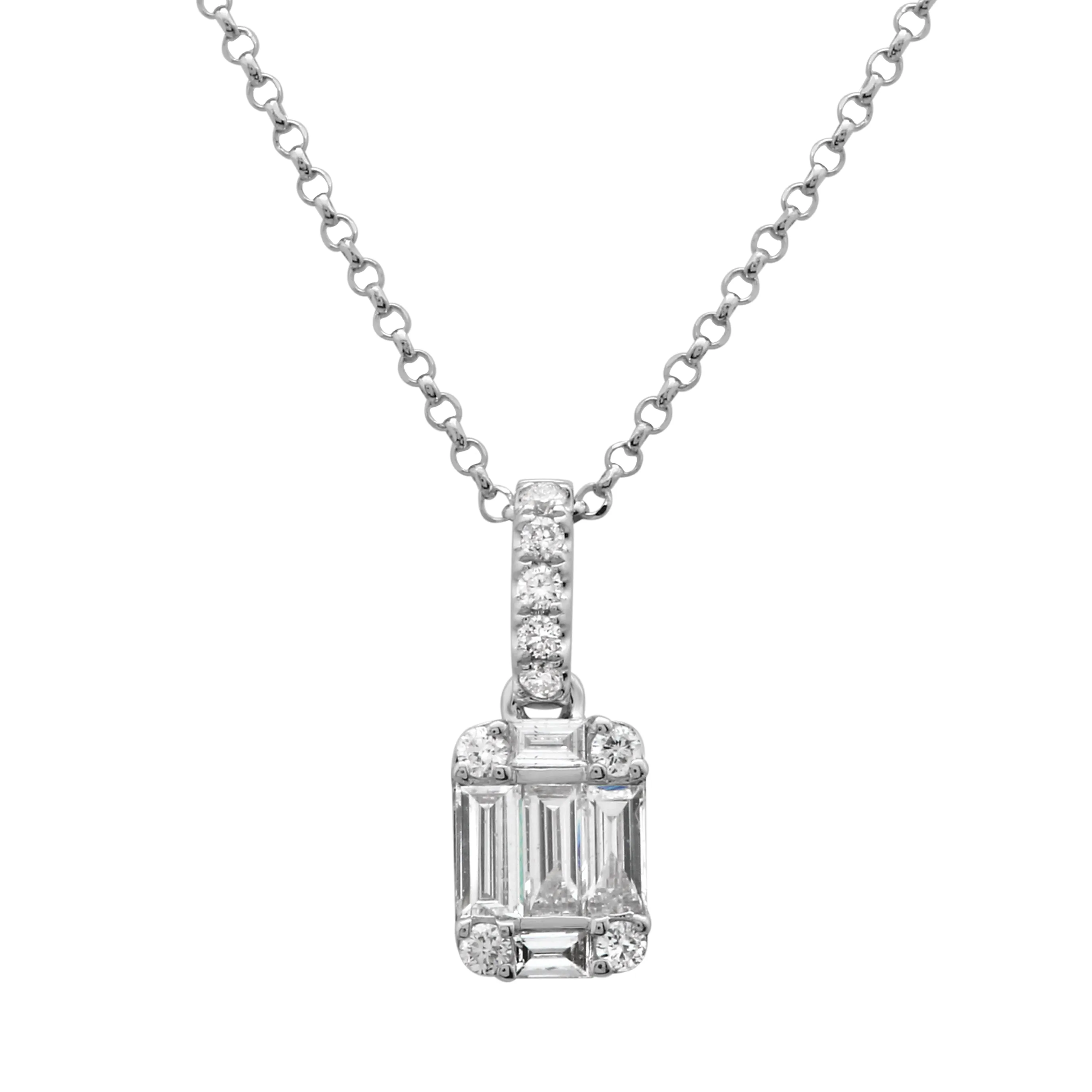 Baguette Squared Pendant Necklace