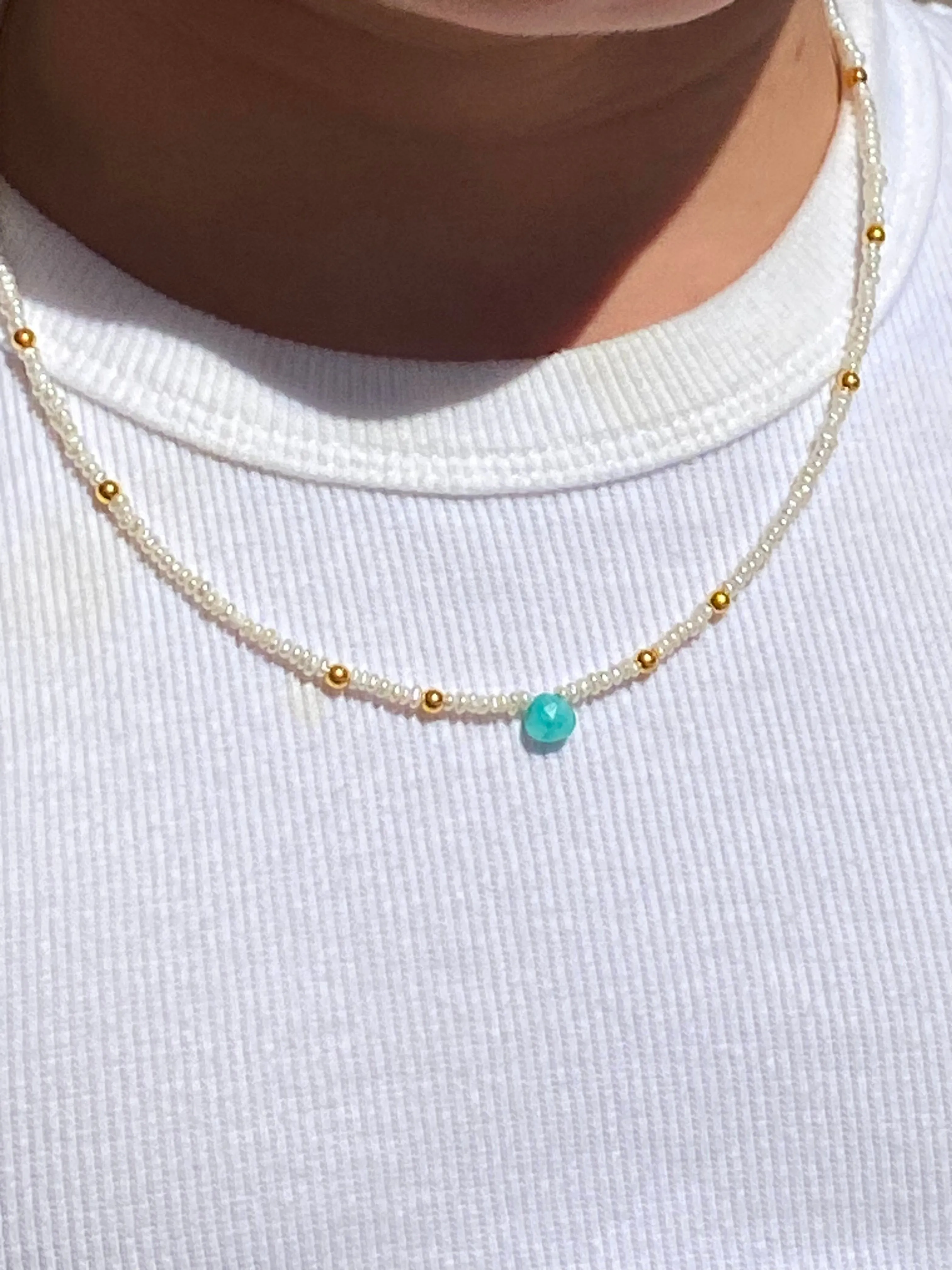 Beach Bliss Pearl Larimar Necklace
