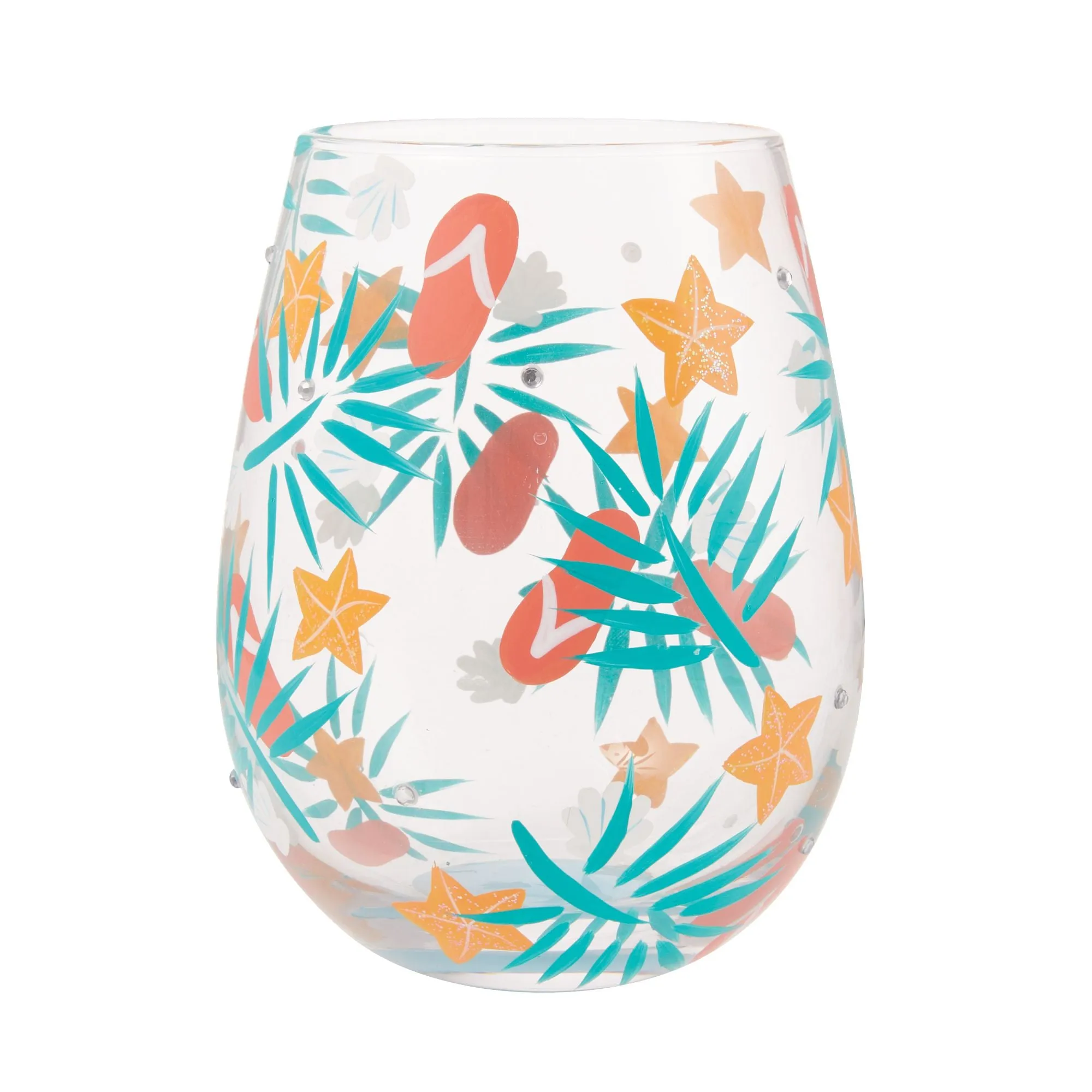 Beachful Bliss Hand Painted stemless wine glass