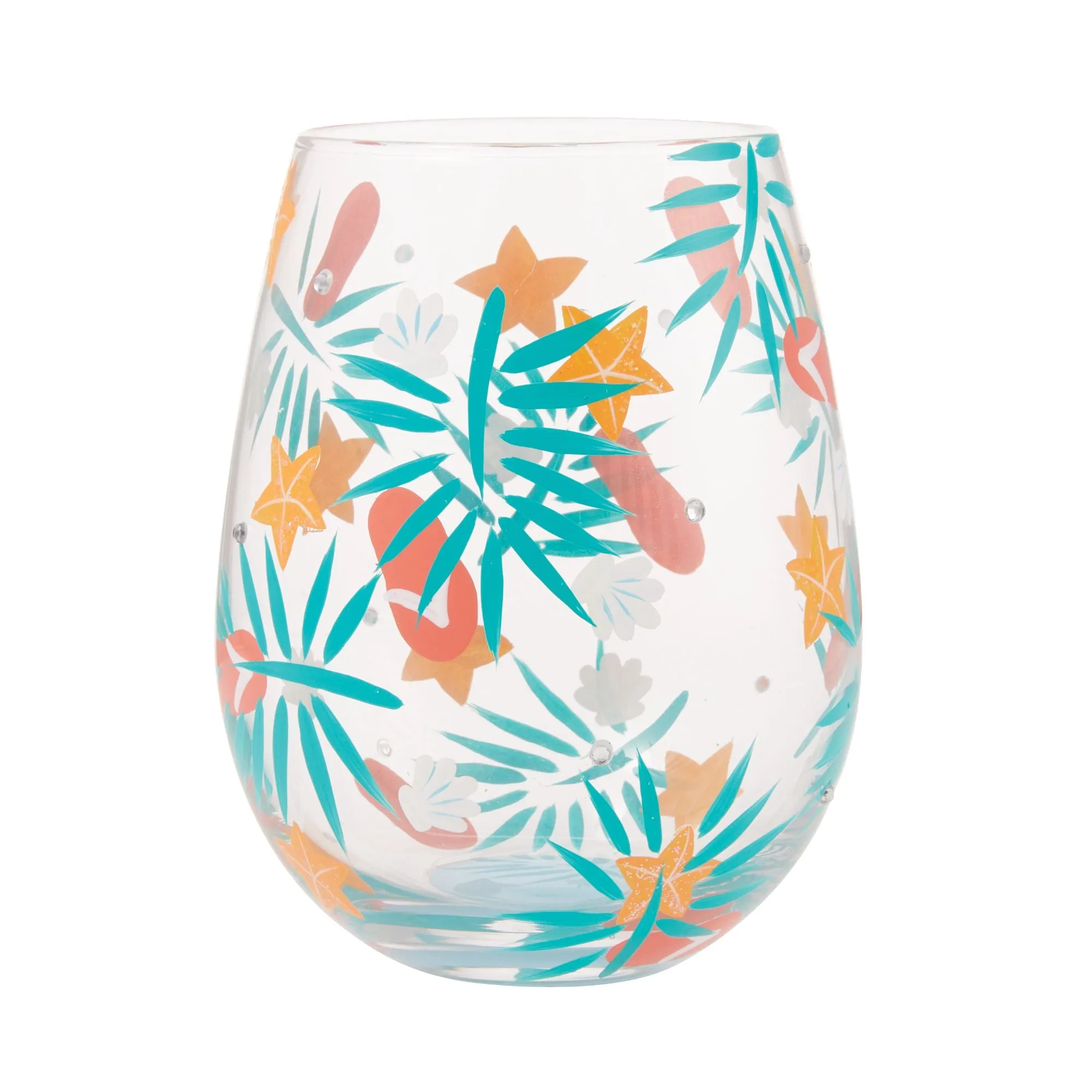 Beachful Bliss Hand Painted stemless wine glass