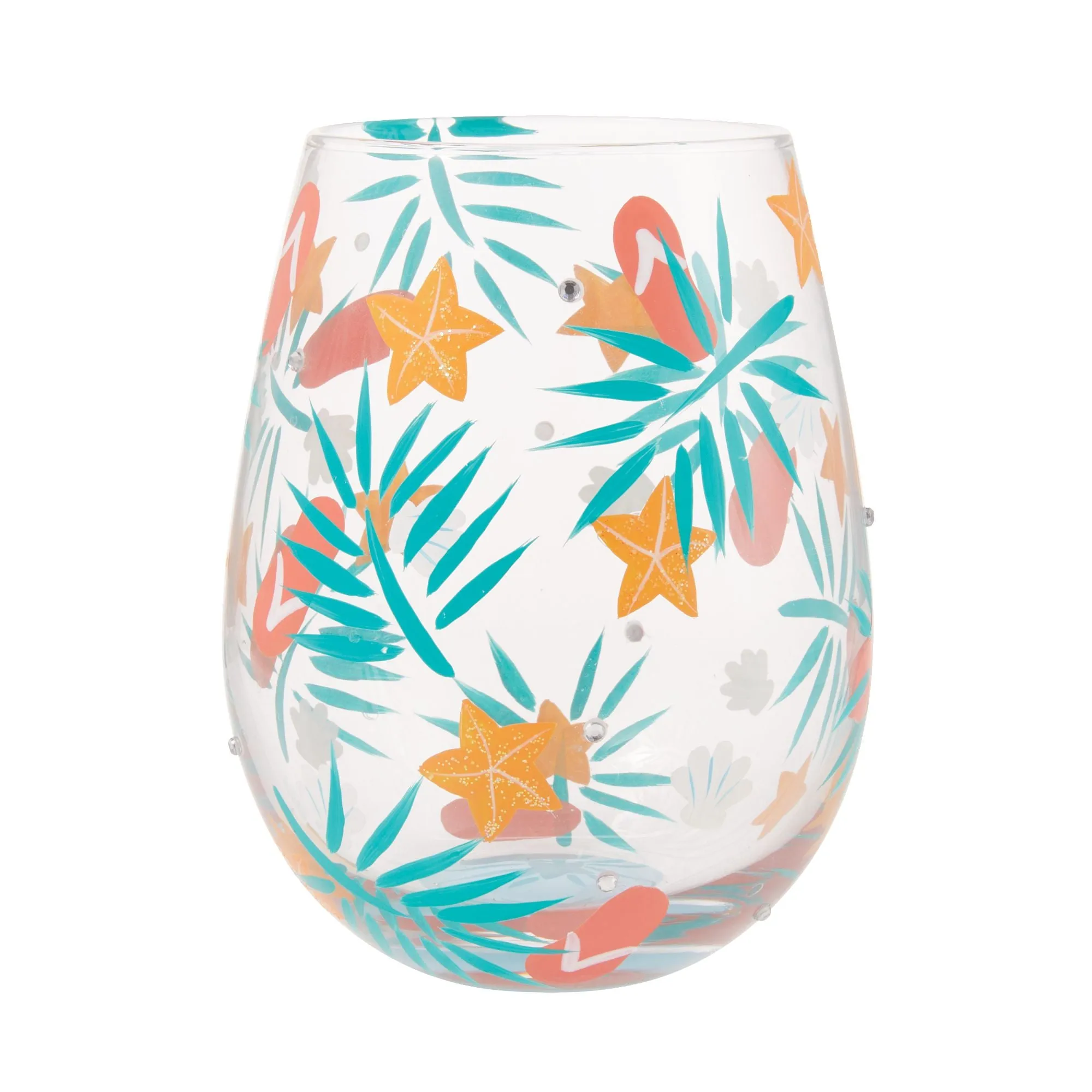 Beachful Bliss Hand Painted stemless wine glass