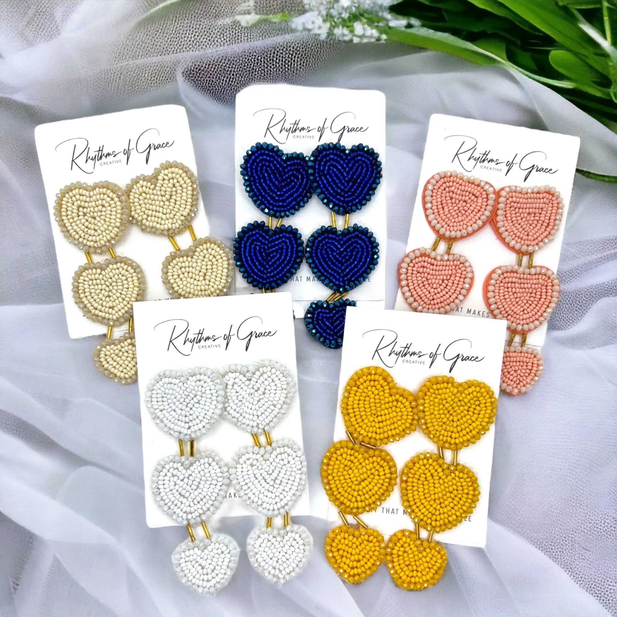 Beaded Heart Earrings - Boho Earrings, Bohemian Style, Kentucky Derby, Beaded Earrings, Beaded Jewelry, Valentine’s Day, Heart Accessories