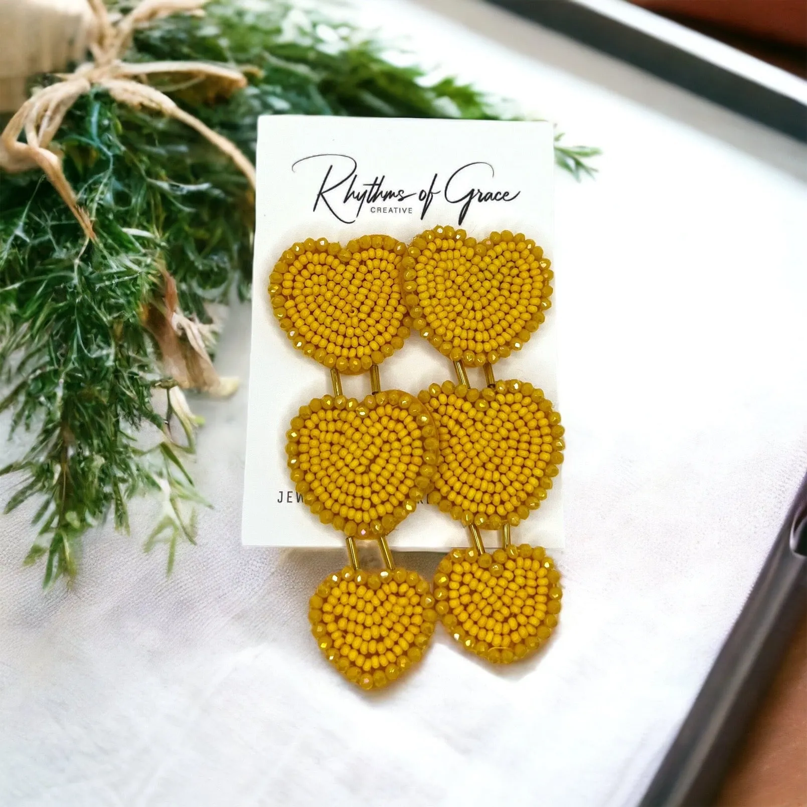 Beaded Heart Earrings - Boho Earrings, Bohemian Style, Kentucky Derby, Beaded Earrings, Beaded Jewelry, Valentine’s Day, Heart Accessories
