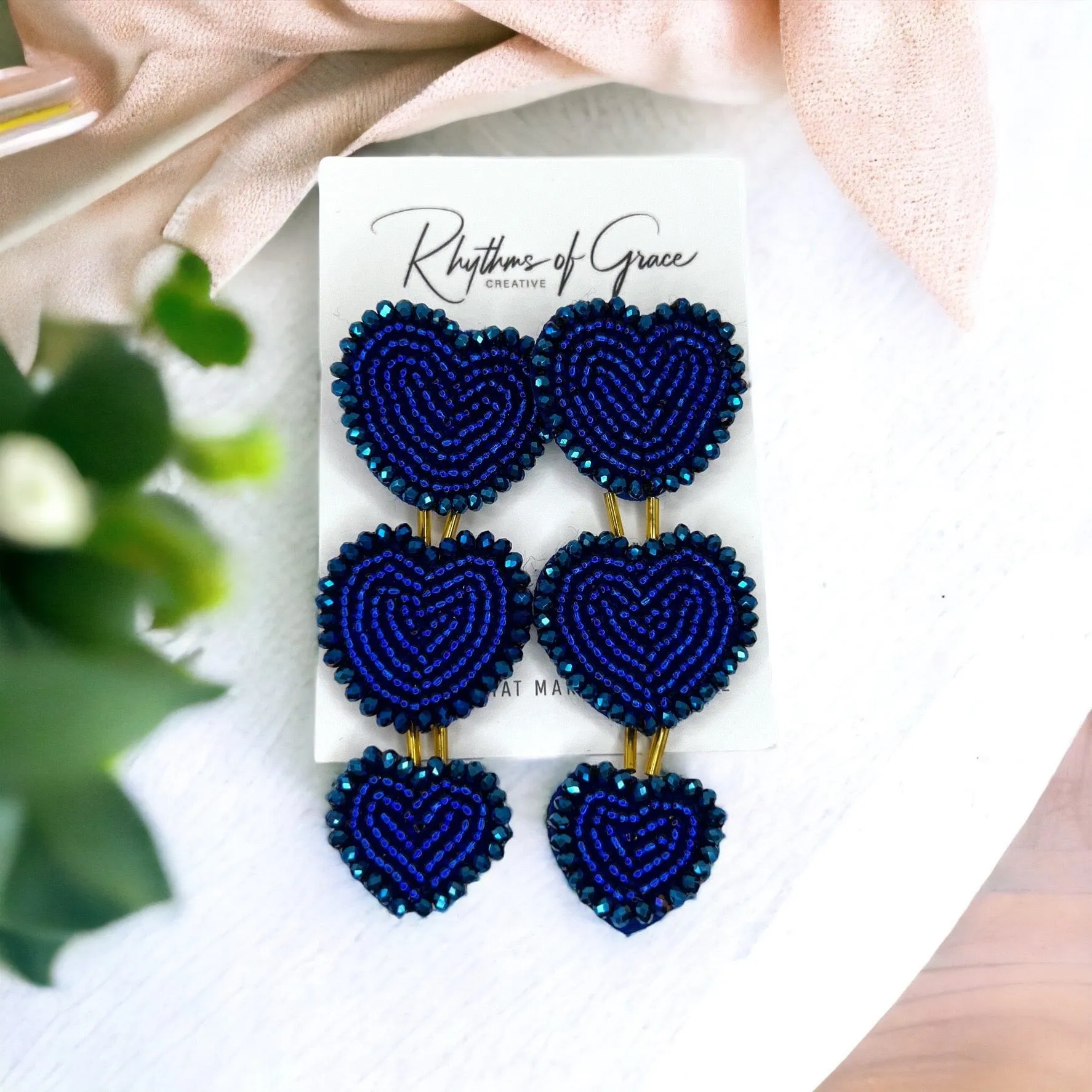 Beaded Heart Earrings - Boho Earrings, Bohemian Style, Kentucky Derby, Beaded Earrings, Beaded Jewelry, Valentine’s Day, Heart Accessories