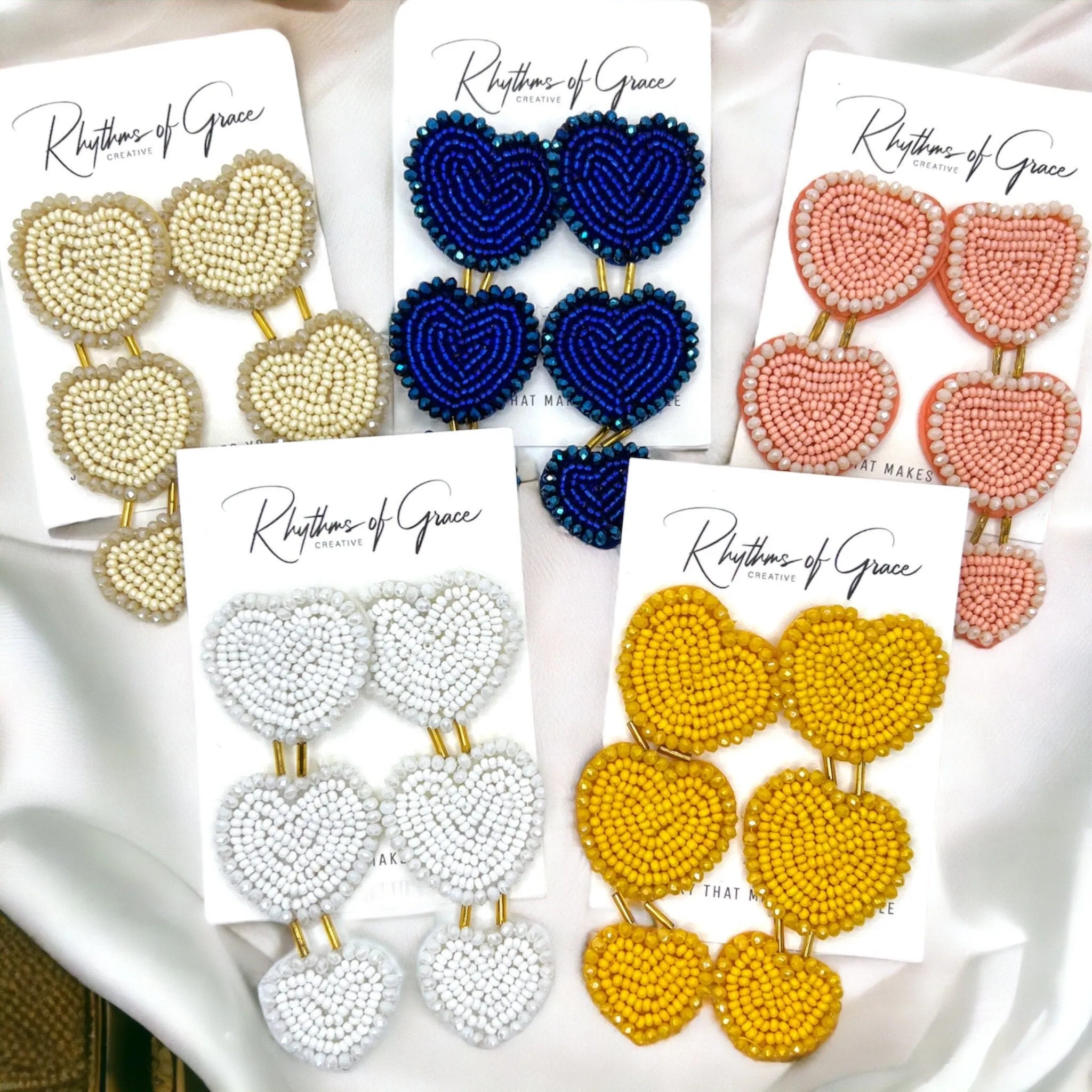 Beaded Heart Earrings - Boho Earrings, Bohemian Style, Kentucky Derby, Beaded Earrings, Beaded Jewelry, Valentine’s Day, Heart Accessories