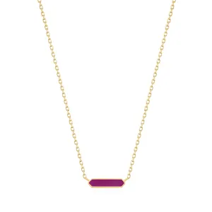 Berry Enamel Bar Gold Necklace