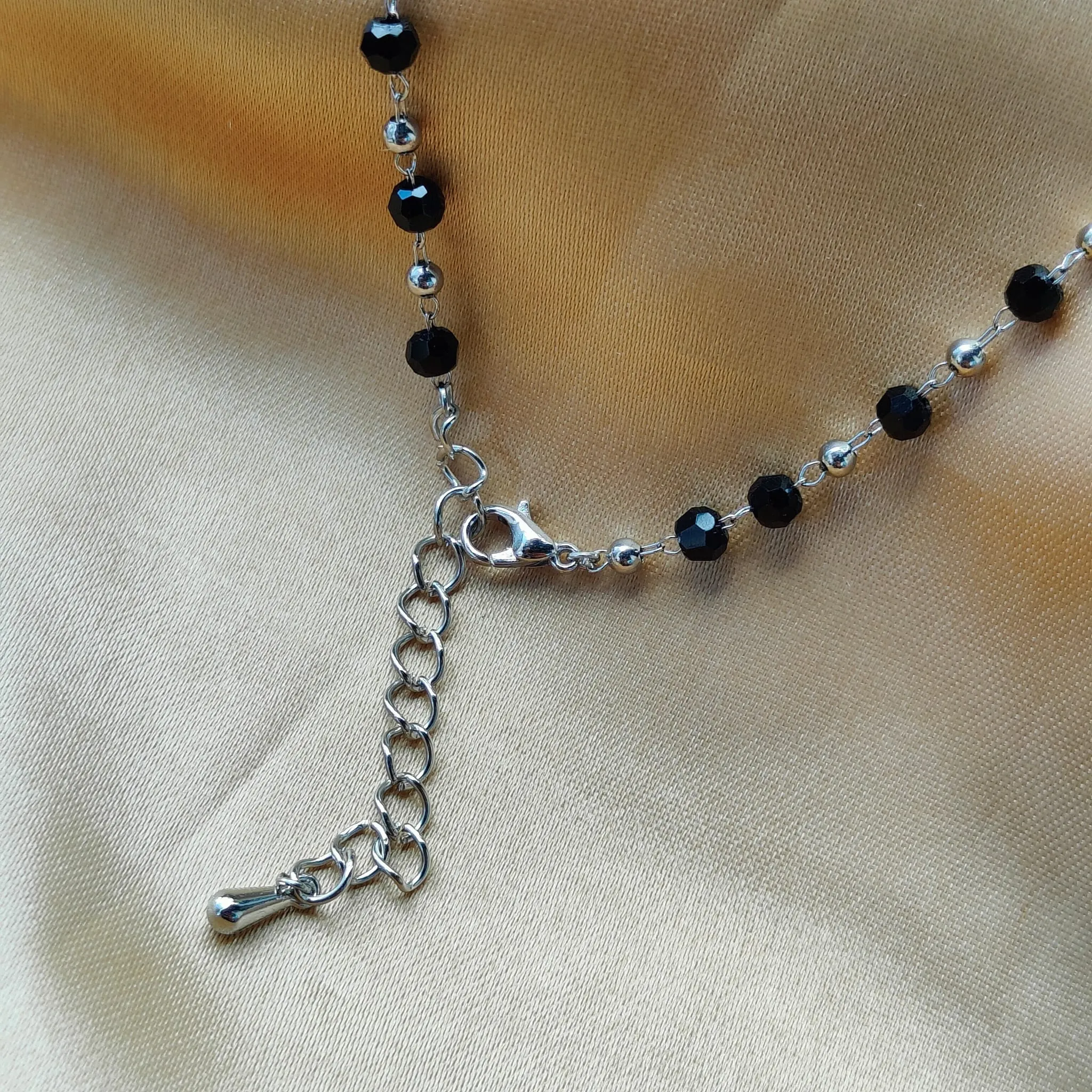 Black Crystal Beads Indian Mangalsutra Beaded Nazaria Bracelet