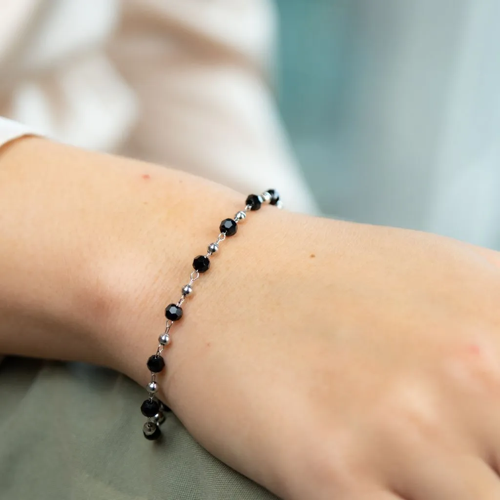 Black Crystal Beads Indian Mangalsutra Beaded Nazaria Bracelet