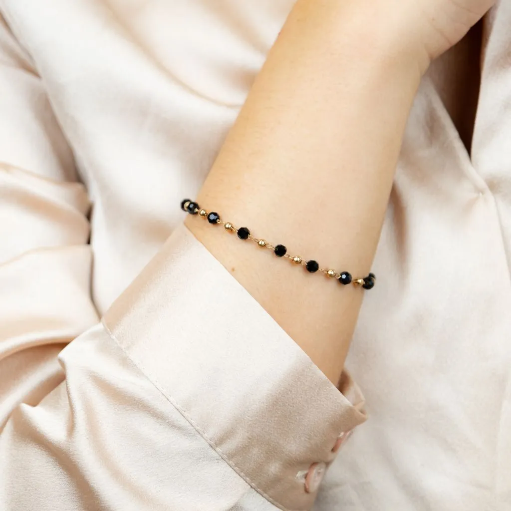 Black Crystal Beads Indian Mangalsutra Beaded Nazaria Bracelet
