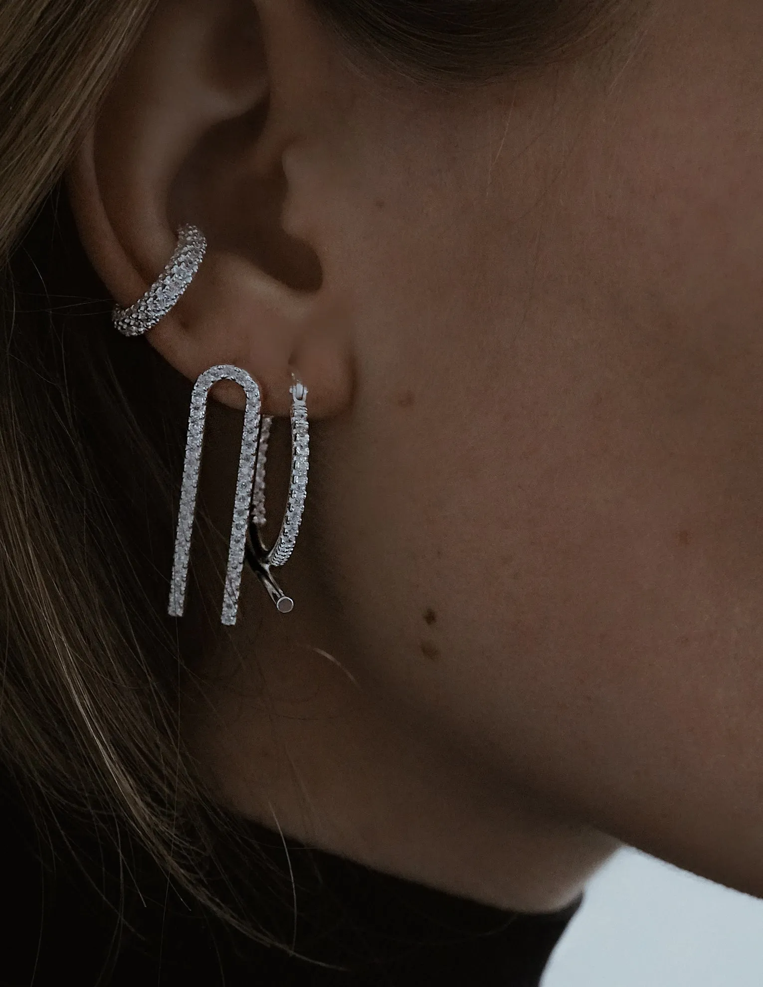 Blake Crystal Earrings <br> Silver