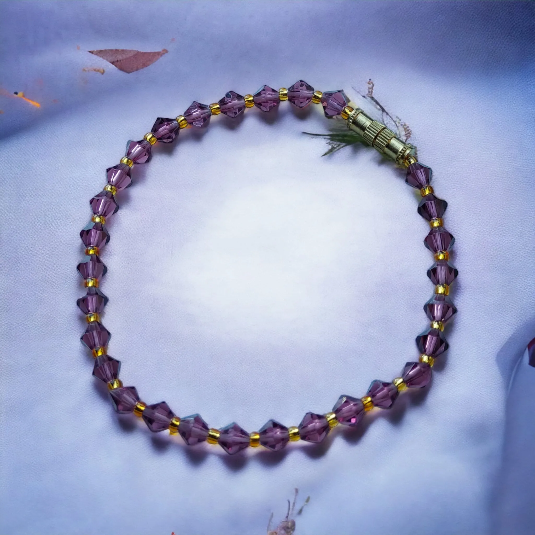 Blue Gold Crystal Beaded Sparkle minmalist Elegant Bracelet