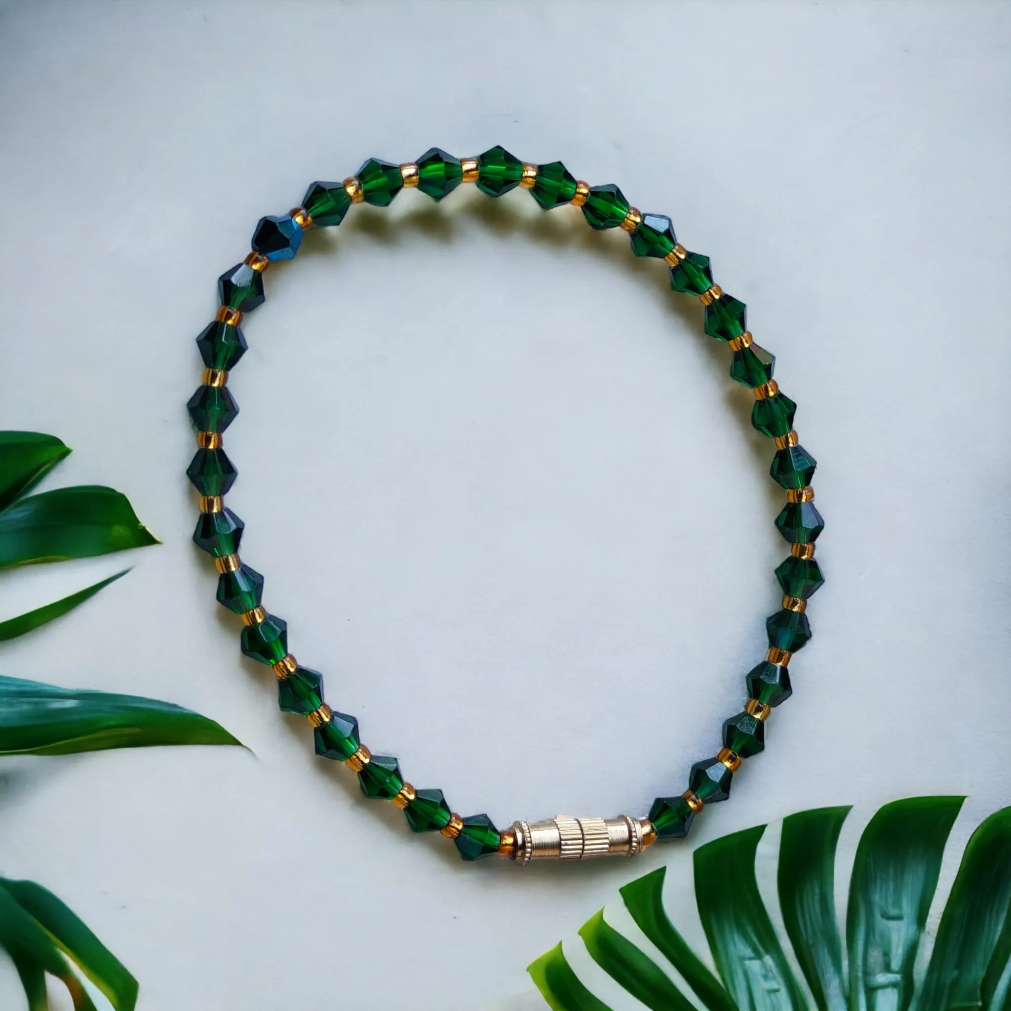 Blue Gold Crystal Beaded Sparkle minmalist Elegant Bracelet