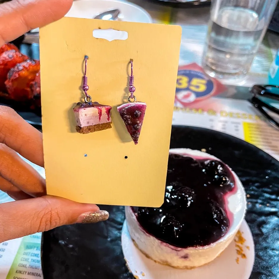 Blueberry Cheesecake Miniature Food Earrings