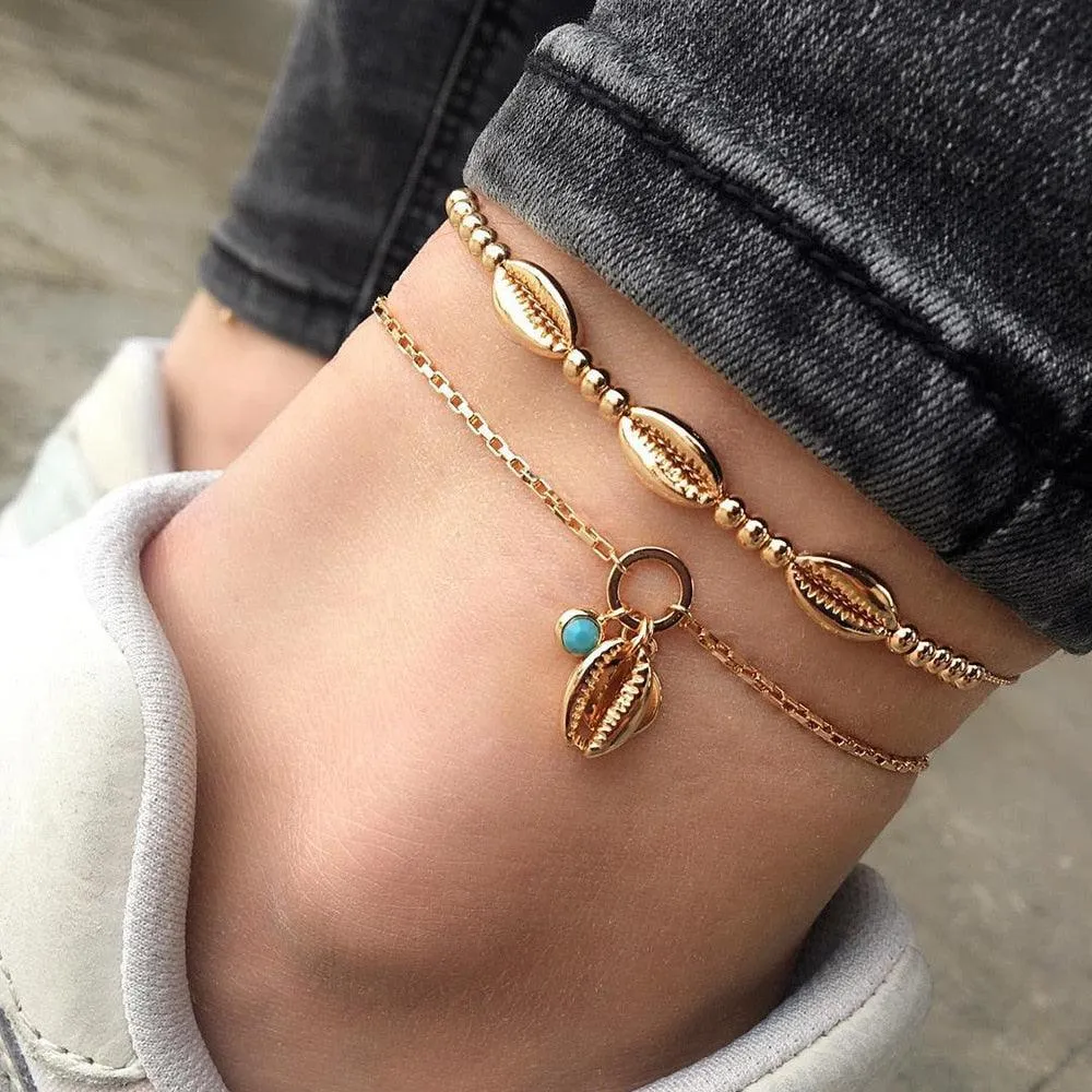 Bohemia Shell Chain Anklet Sets Ankle Bracelet