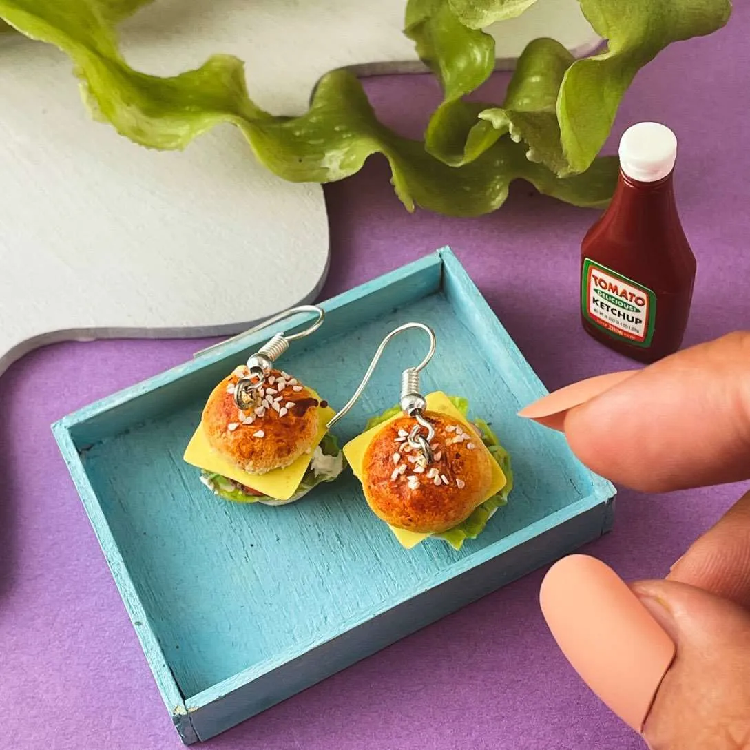 Burger Mini Food Earrings