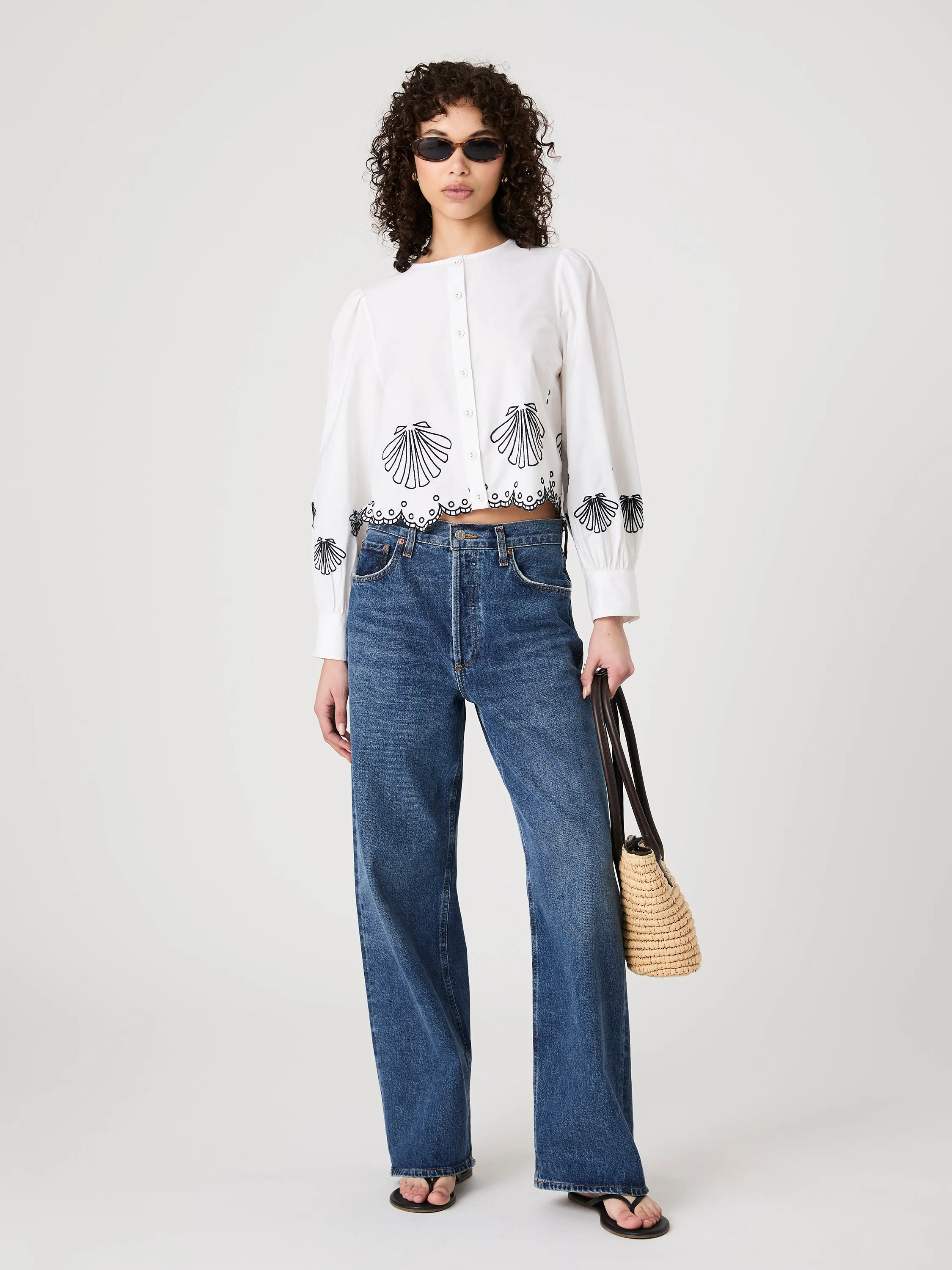 Cambria Embroidered Long Sleeve Top