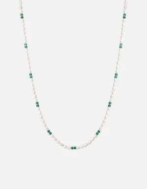 Cash Agate Pearl Necklace, Sterling Silver