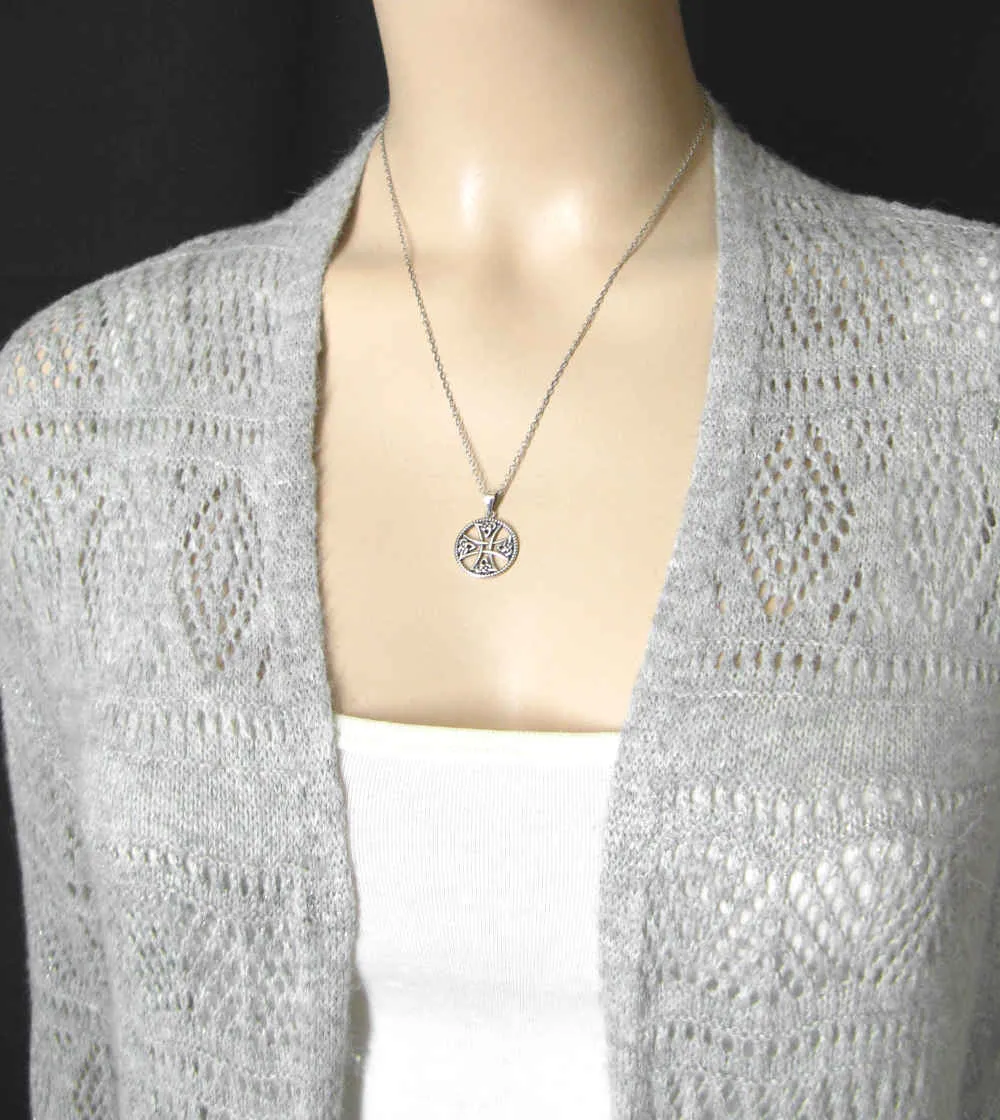 Celtic Iron Cross Pendant With Triquetra Knots