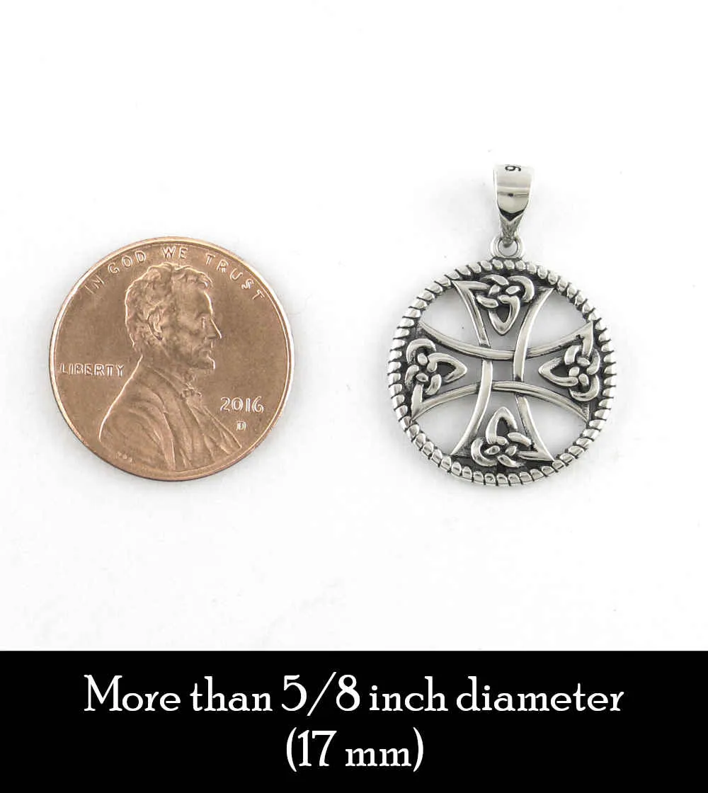 Celtic Iron Cross Pendant With Triquetra Knots