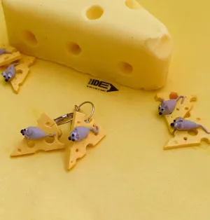Cheese And Mouse Mini Food Earrings