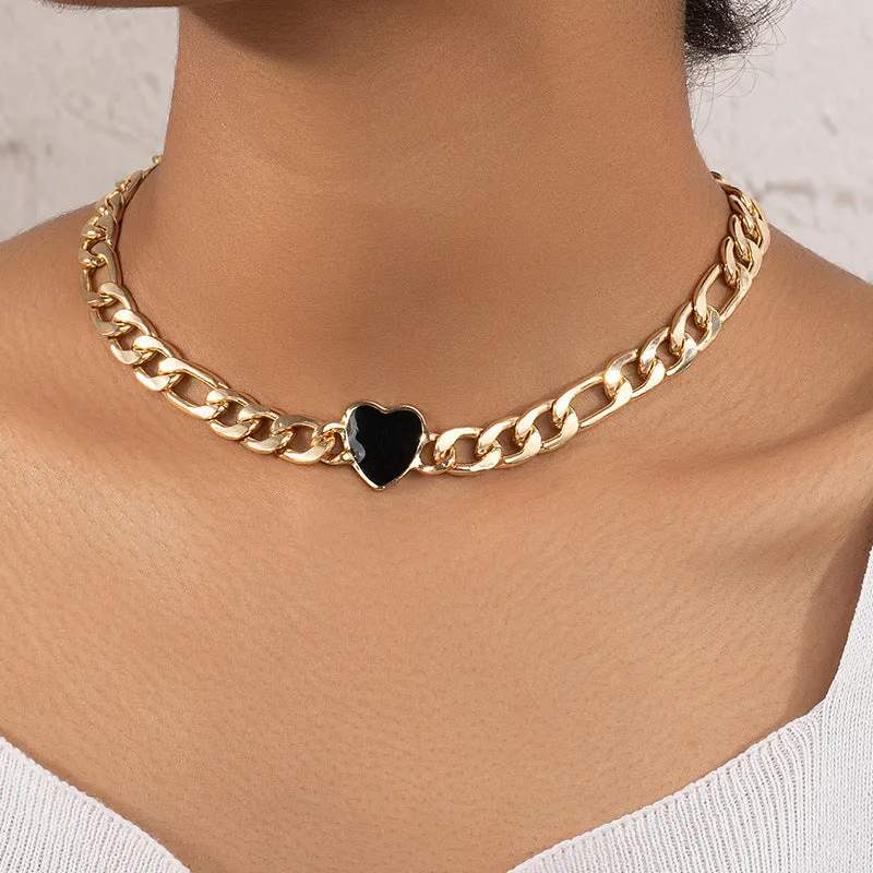 Chic Heart Pendant Necklace with European & American Flair