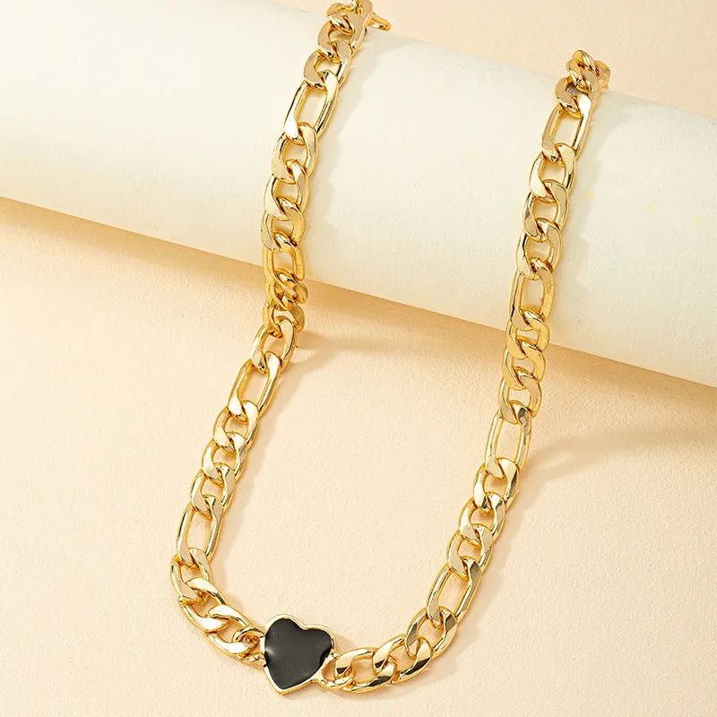 Chic Heart Pendant Necklace with European & American Flair