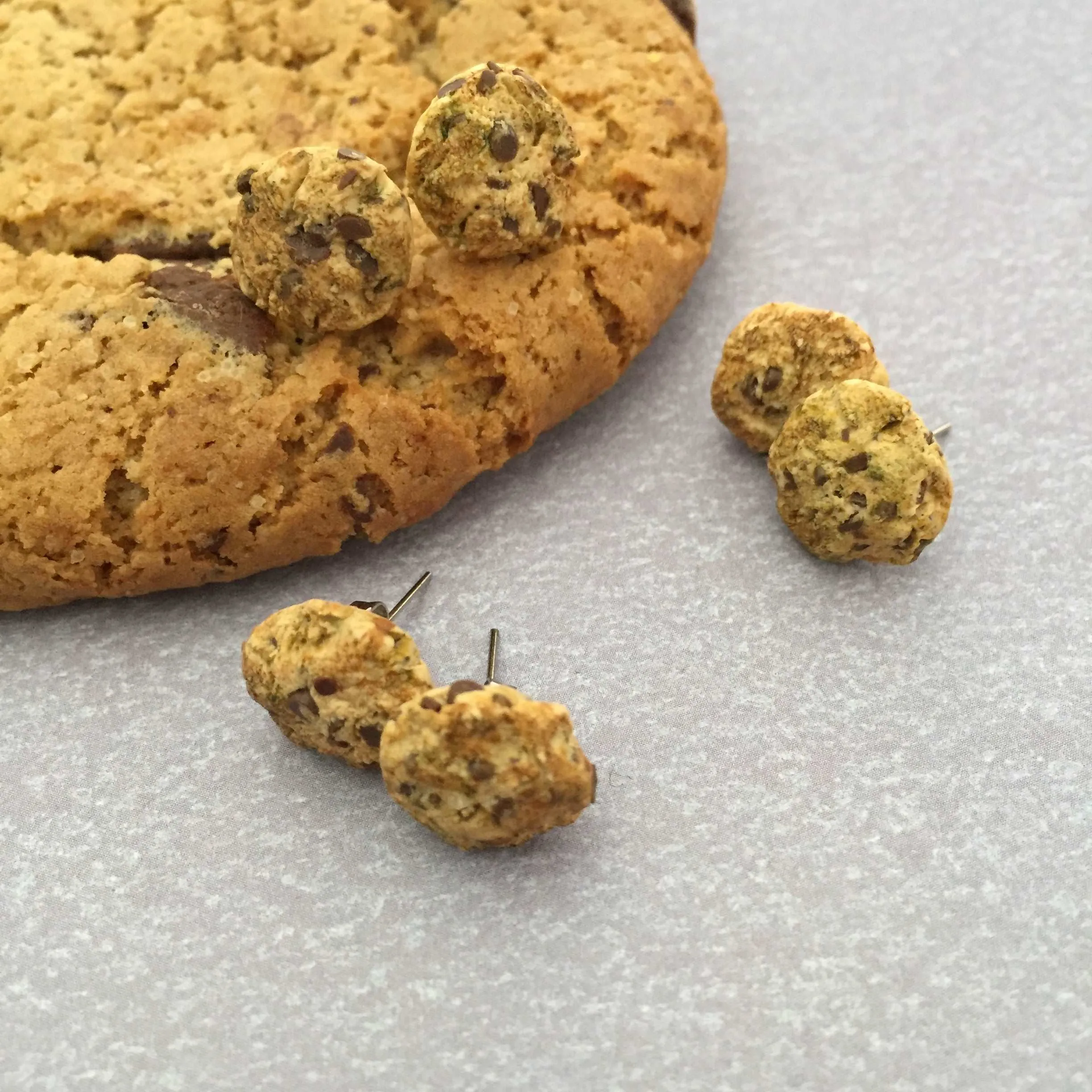 Chocolate Chip Cookies Food Ear Studs