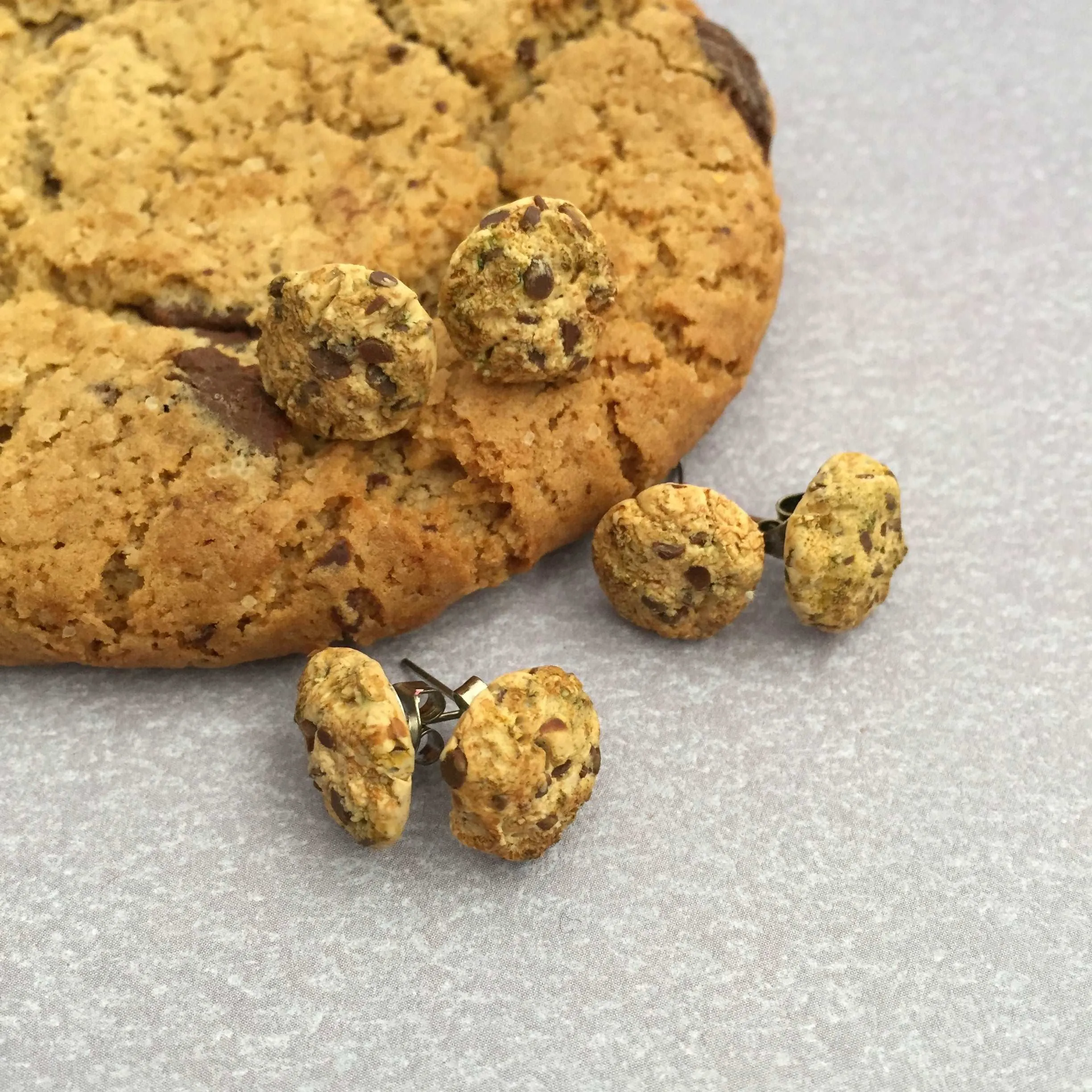 Chocolate Chip Cookies Food Ear Studs