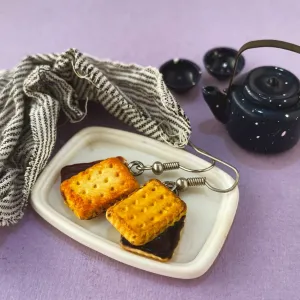 Chocolate Cream Biscuit Miniature Earrings
