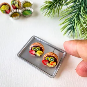 Chocolate Fruit Miniature Tart Food Ear Studs