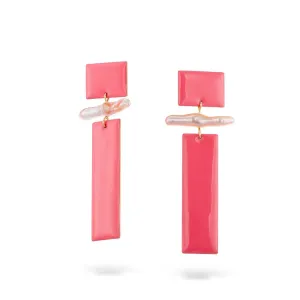 City bliss - earrings - coral pink enamel - silver 925