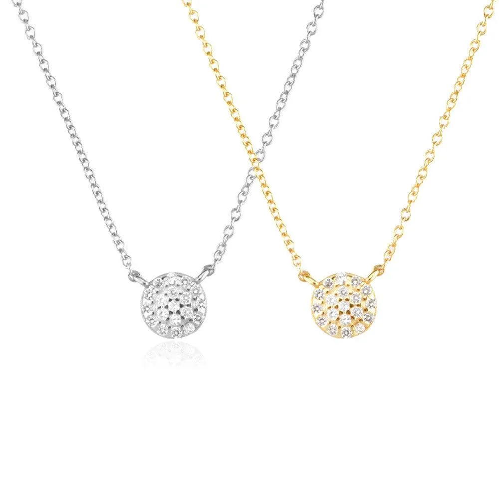 Classic Pebble Round Pendant Necklace In Sterling Silver