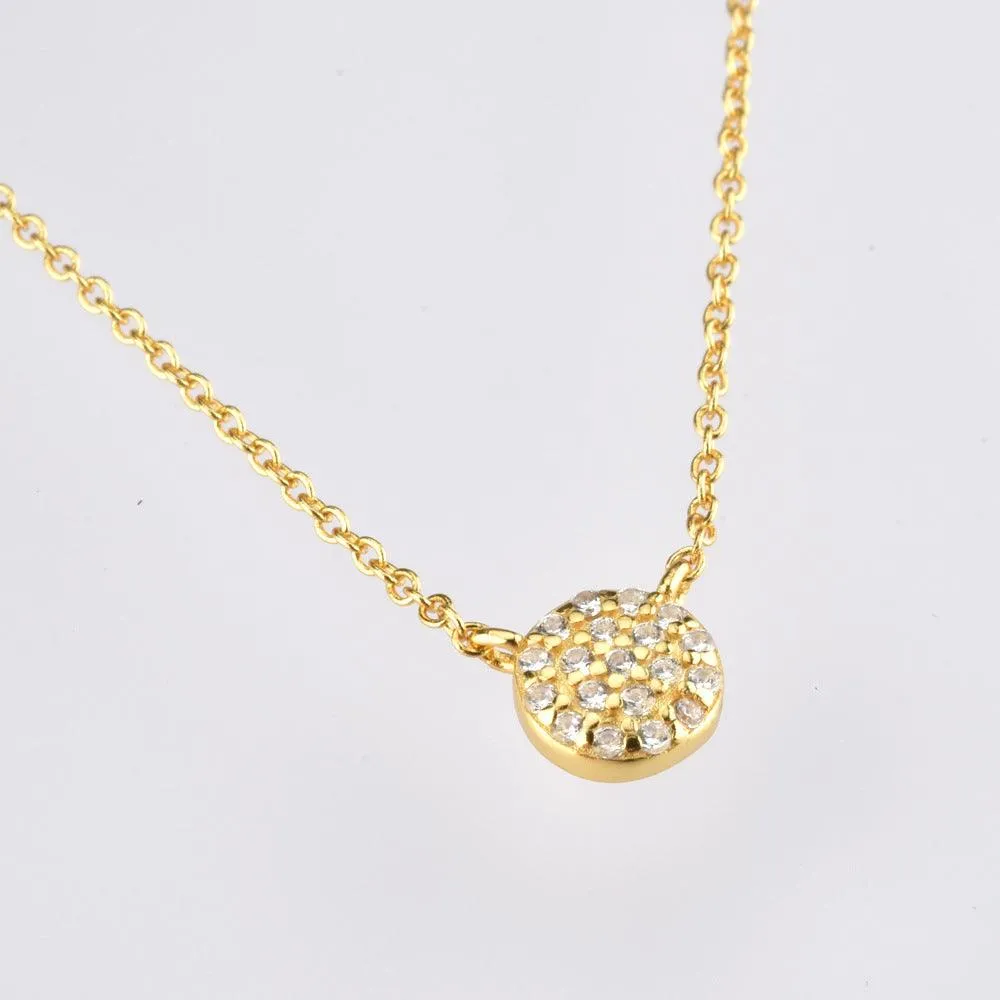 Classic Pebble Round Pendant Necklace In Sterling Silver