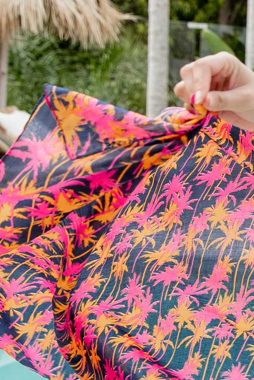 Coconut Palm Tree Printed Cotton Sarong