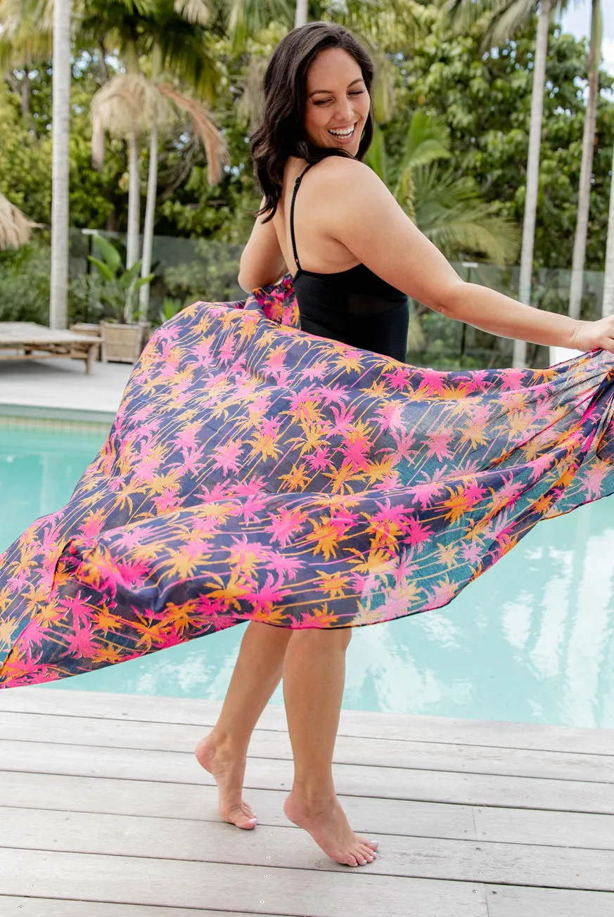 Coconut Palm Tree Printed Cotton Sarong