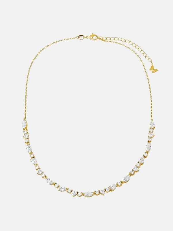 CZ Multi Shape Half Tennis Necklace